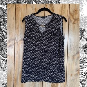Jones New York Black/White Sleeveless Top M